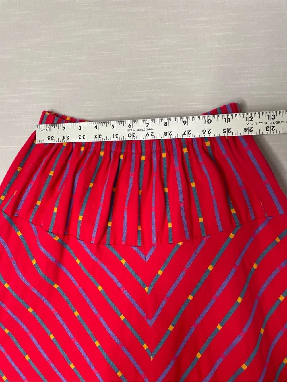 Gudrun Sjoden Red Colorful A-Line Skirt Cotton Pull on Size Small Elastic Waist - Picture 7 of 9